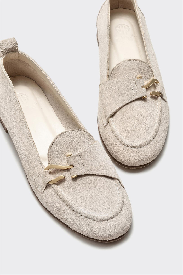 Bej Deri Kadın Loafer