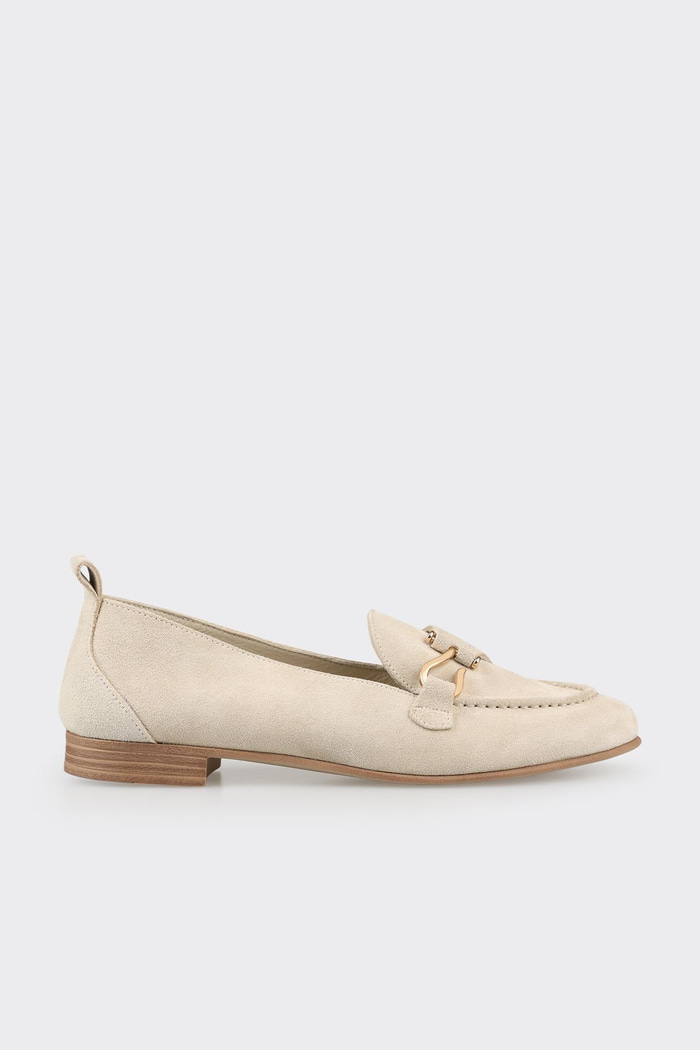 Bej Deri Kadın Loafer