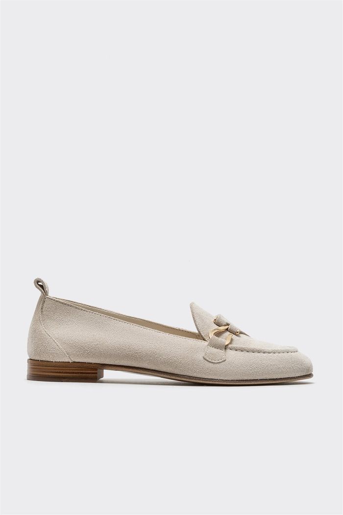 Bej Deri Kadın Loafer