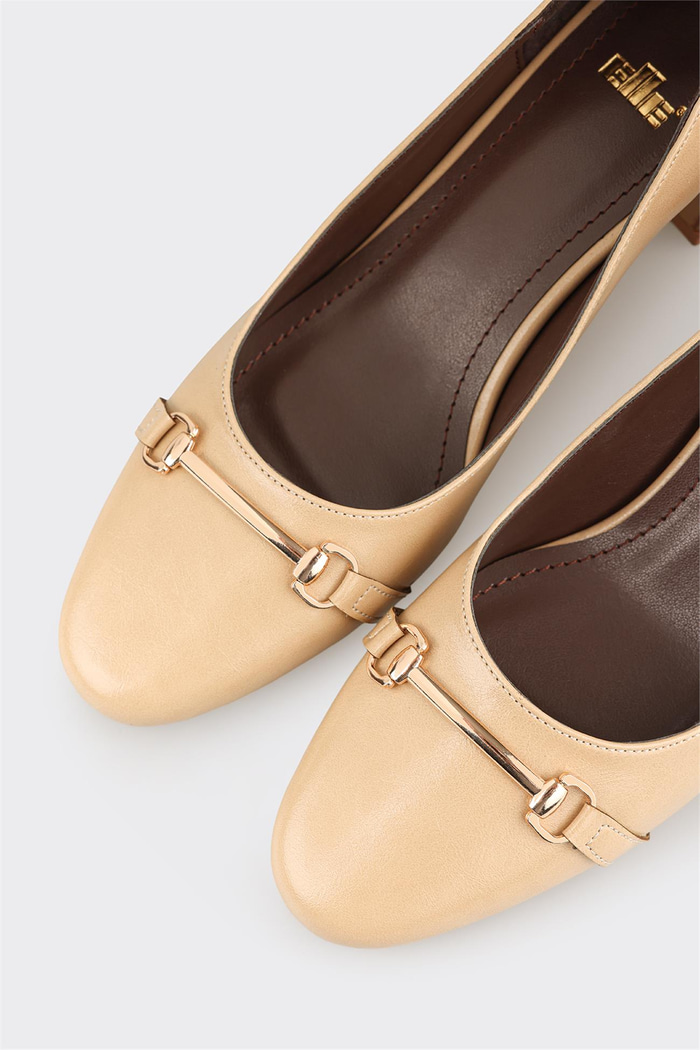 Bej Kadın Orta Topuk Ayakkabı