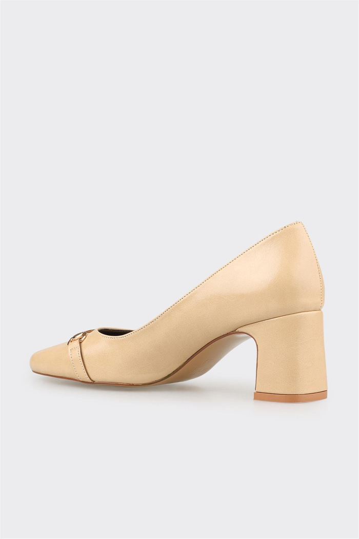 Bej Kadın Orta Topuk Ayakkabı