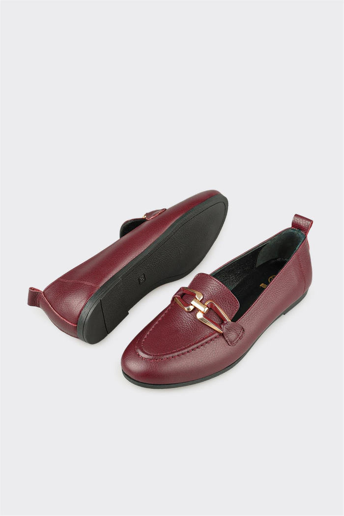 Bordo Deri Kadın Günlük Ayakkabı