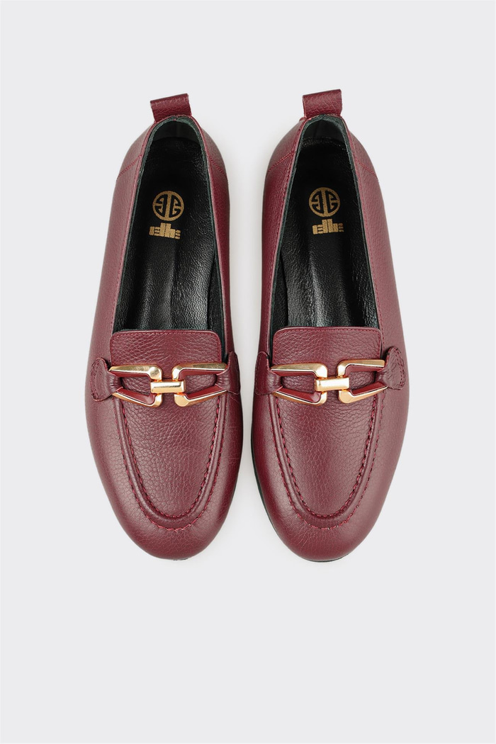 Bordo Deri Kadın Günlük Ayakkabı