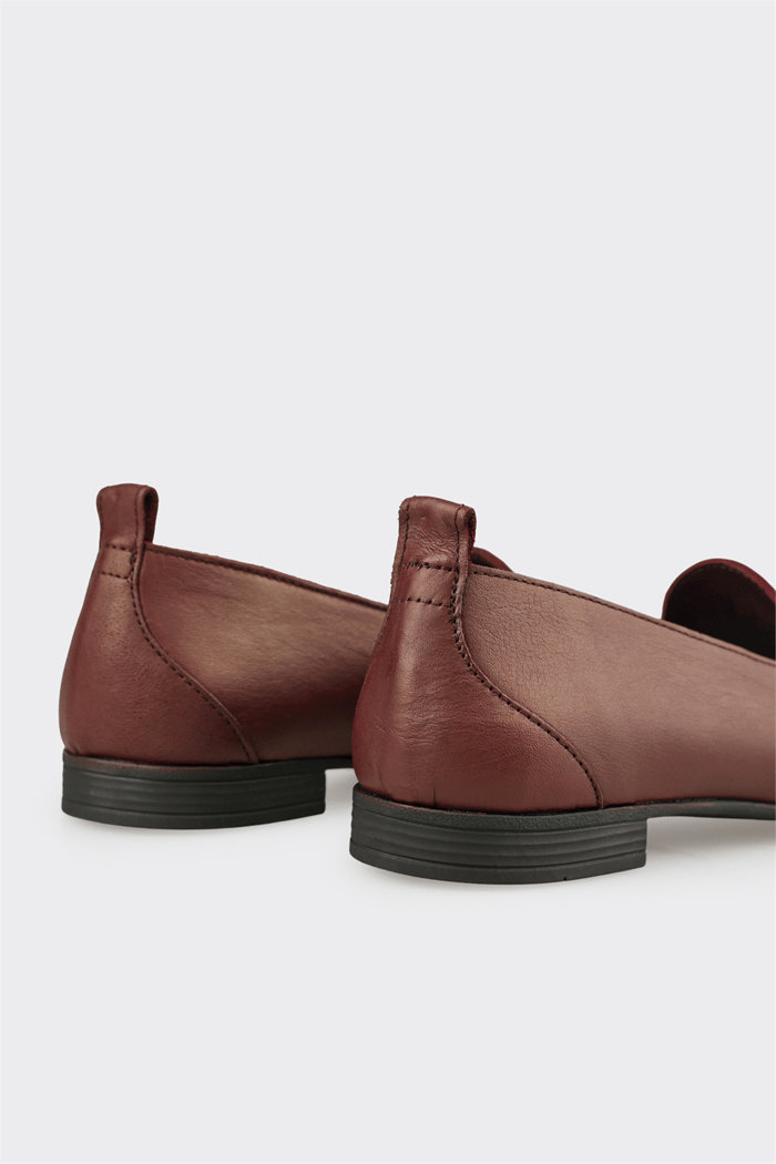 Bordo Deri Kadın Loafer