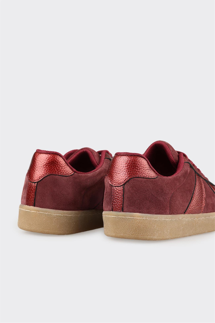 Bordo Deri Kadın Spor Ayakkabı