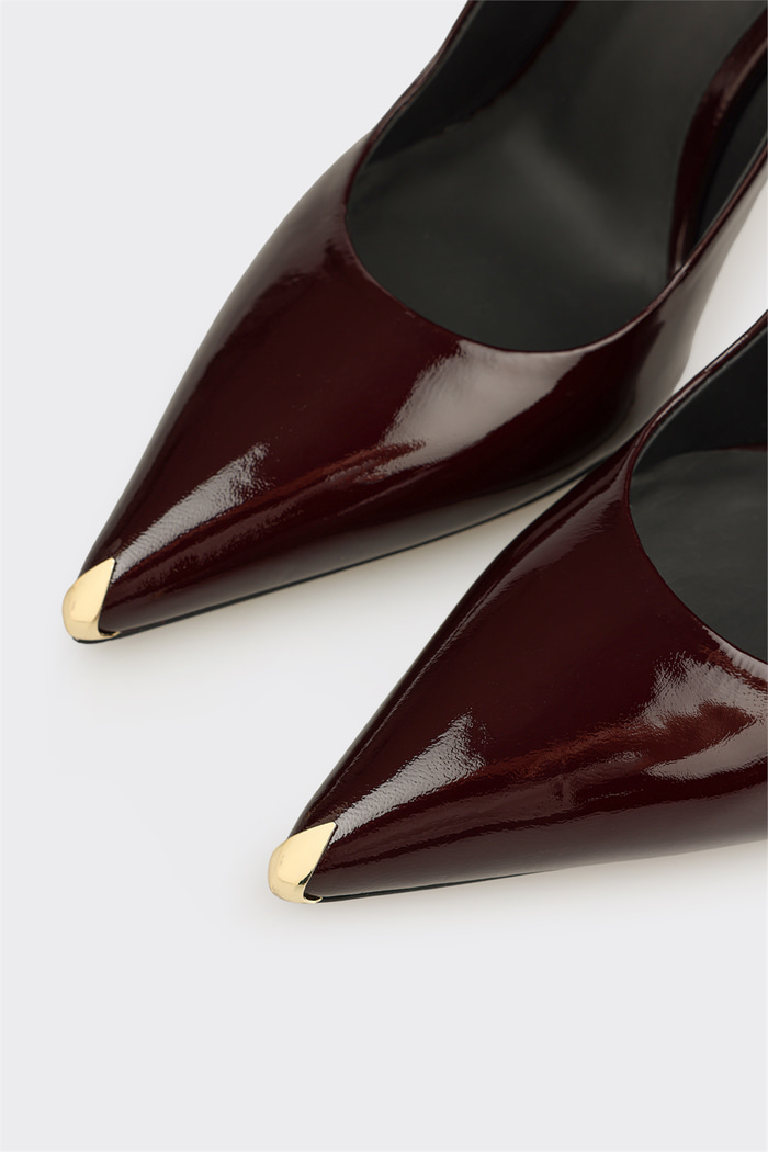 Bordo Deri Kadın Stiletto