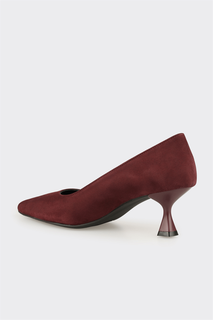 Bordo Deri Kadın Stiletto