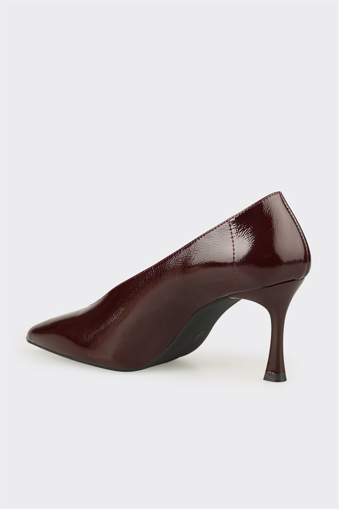 Bordo Deri Kadın Stiletto