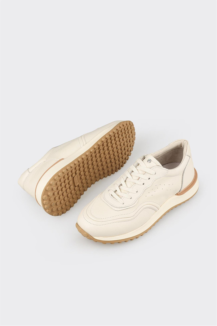 Ekru Deri Erkek Spor Ayakkabı