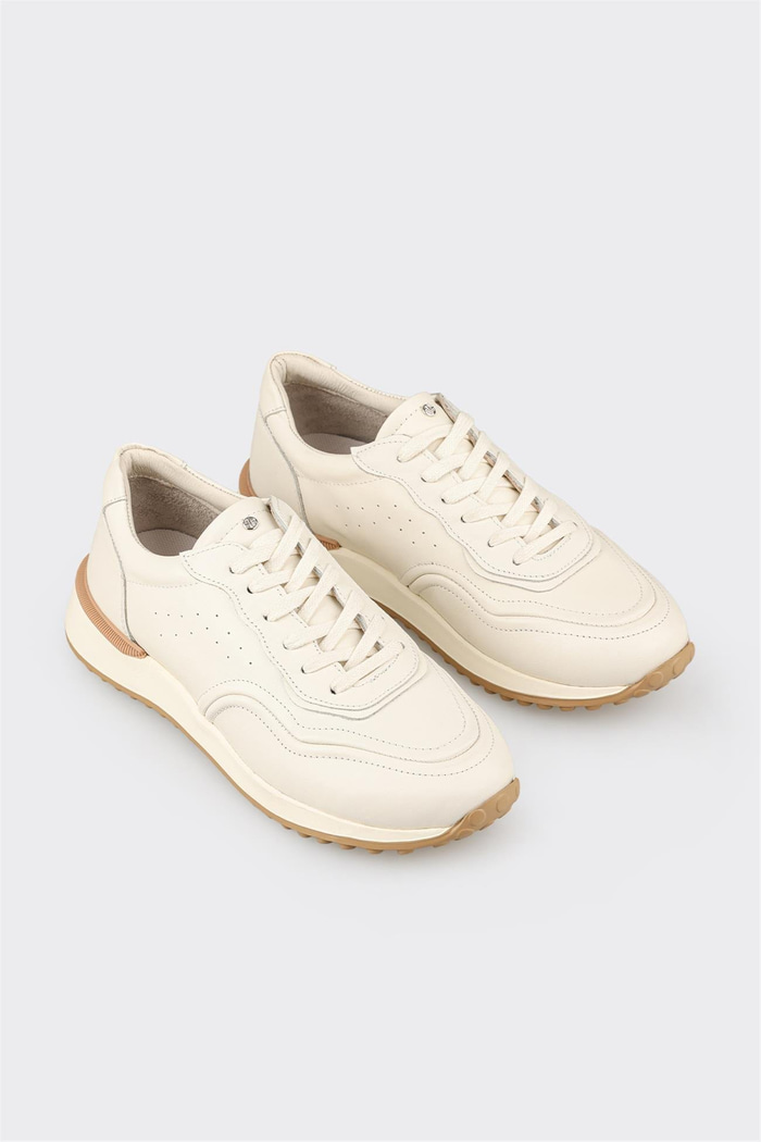 Ekru Deri Erkek Spor Ayakkabı