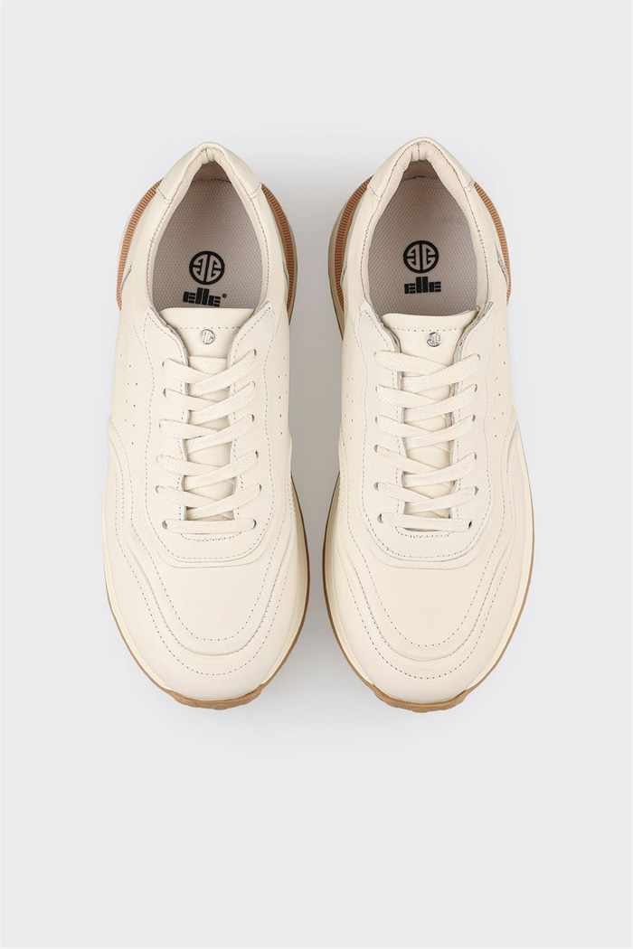 Ekru Deri Erkek Spor Ayakkabı