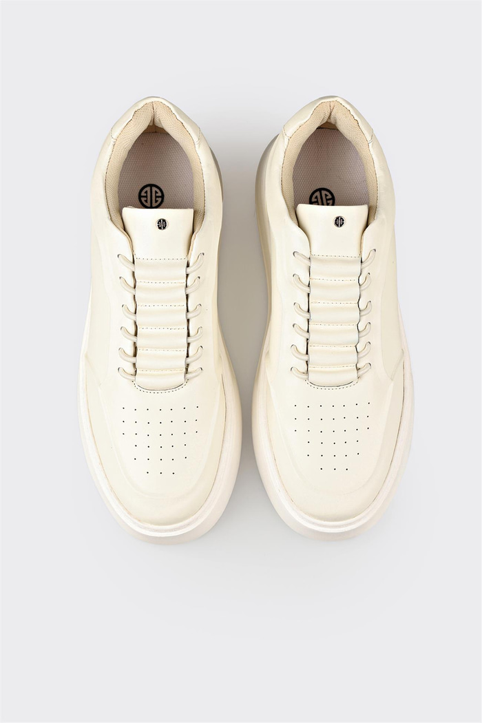 Ekru Deri Erkek Spor Ayakkabı