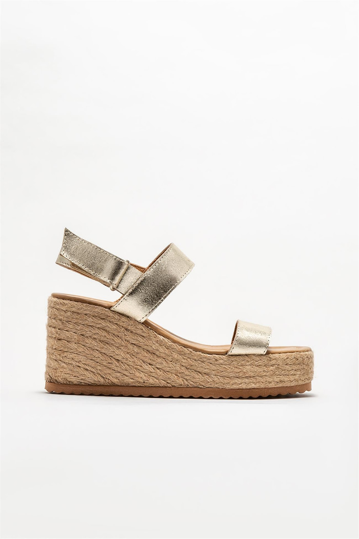 Gold Deri Kadın Espadril