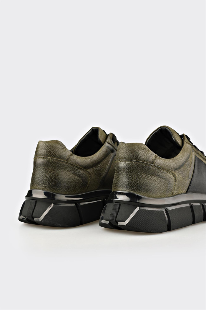 Haki Deri Erkek Spor Ayakkabı