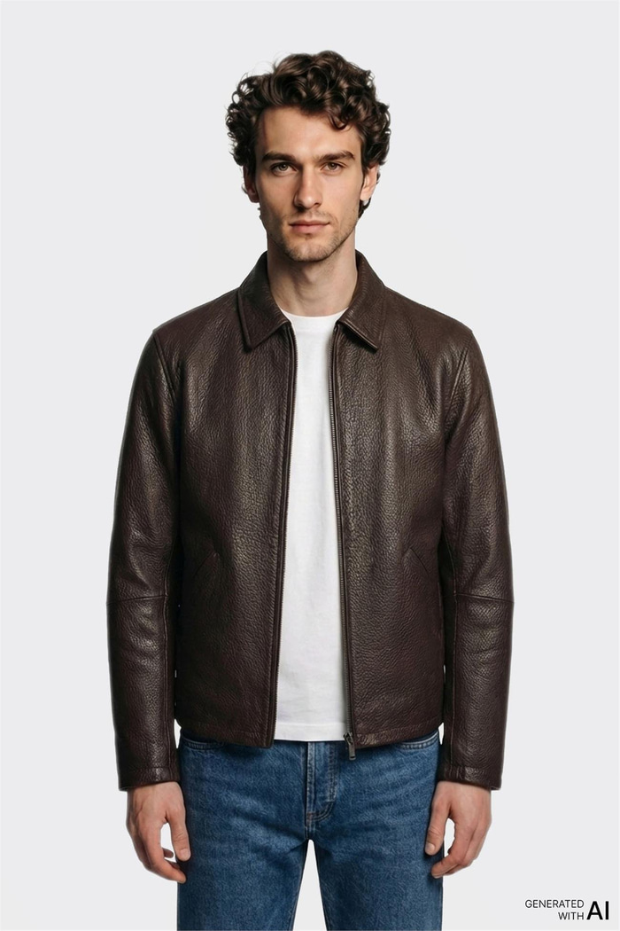 Kahve Deri Erkek Ceket