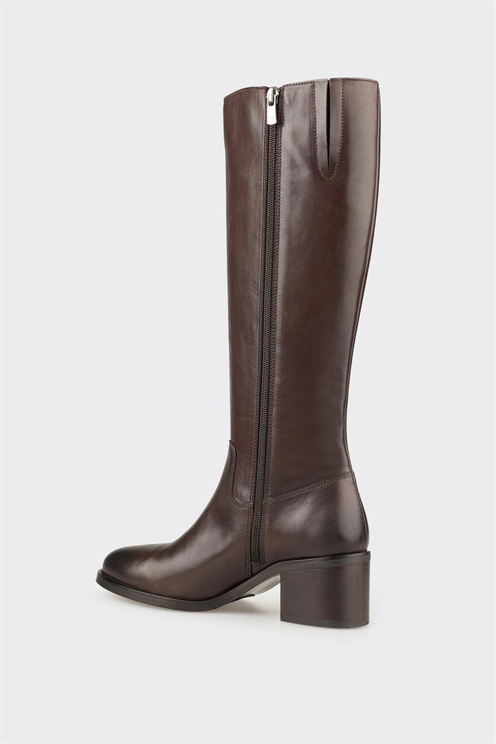Kahve Deri Kadın Çizme