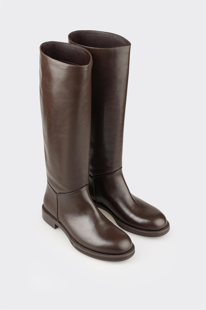 Kahve Deri Kadın Çizme