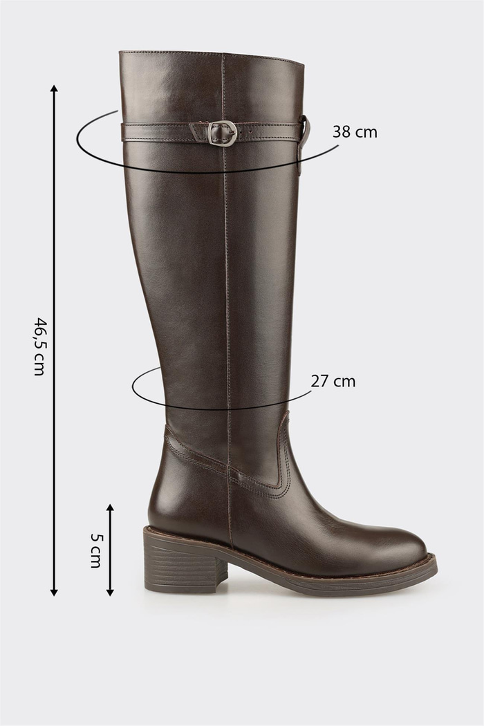 Kahve Deri Kadın Çizme