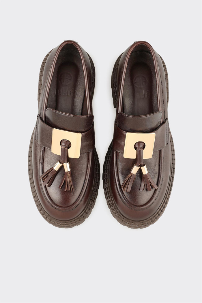 Kahve Deri Kadın Günlük Ayakkabı