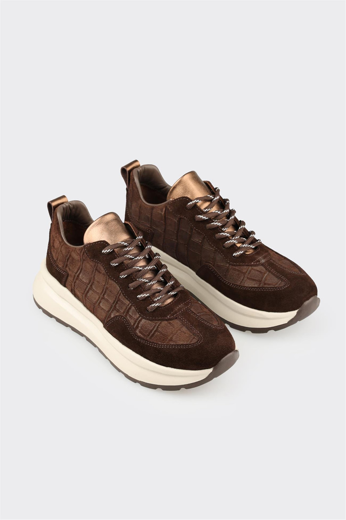 Kahve Deri Kadın Spor Ayakkabı