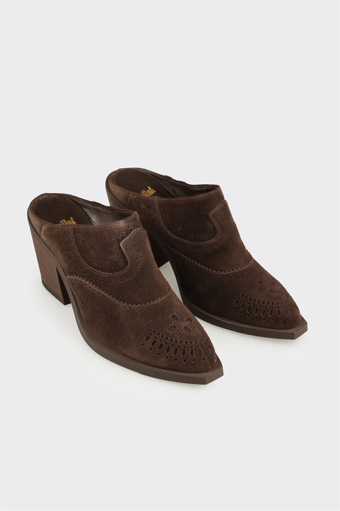 Kahve Deri Kadın Terlik