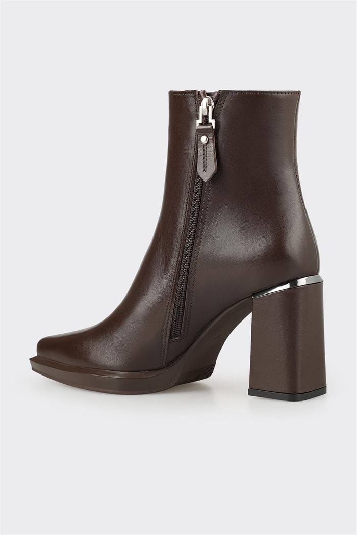 Kahve Deri Kadın Topuklu Bot