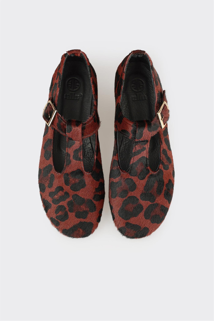 Kahve Hayvan Desenli Deri Kadın Günlük Ayakkabı