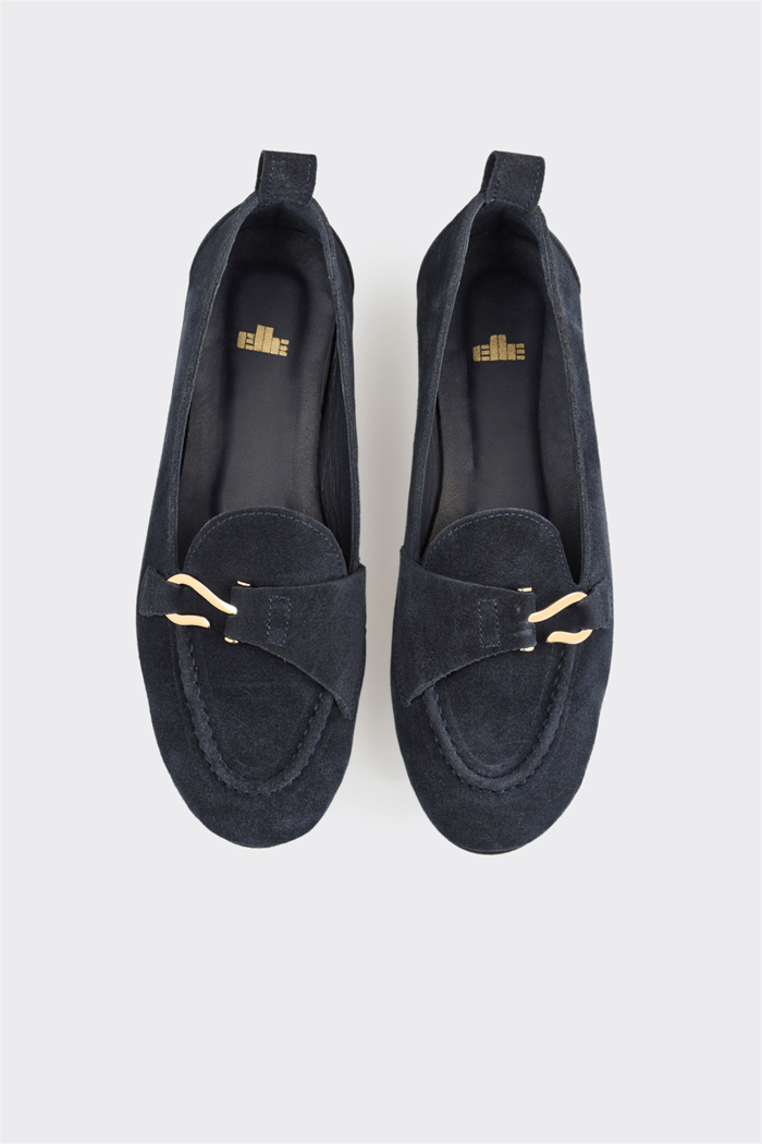 Lacivert Deri Kadın Loafer