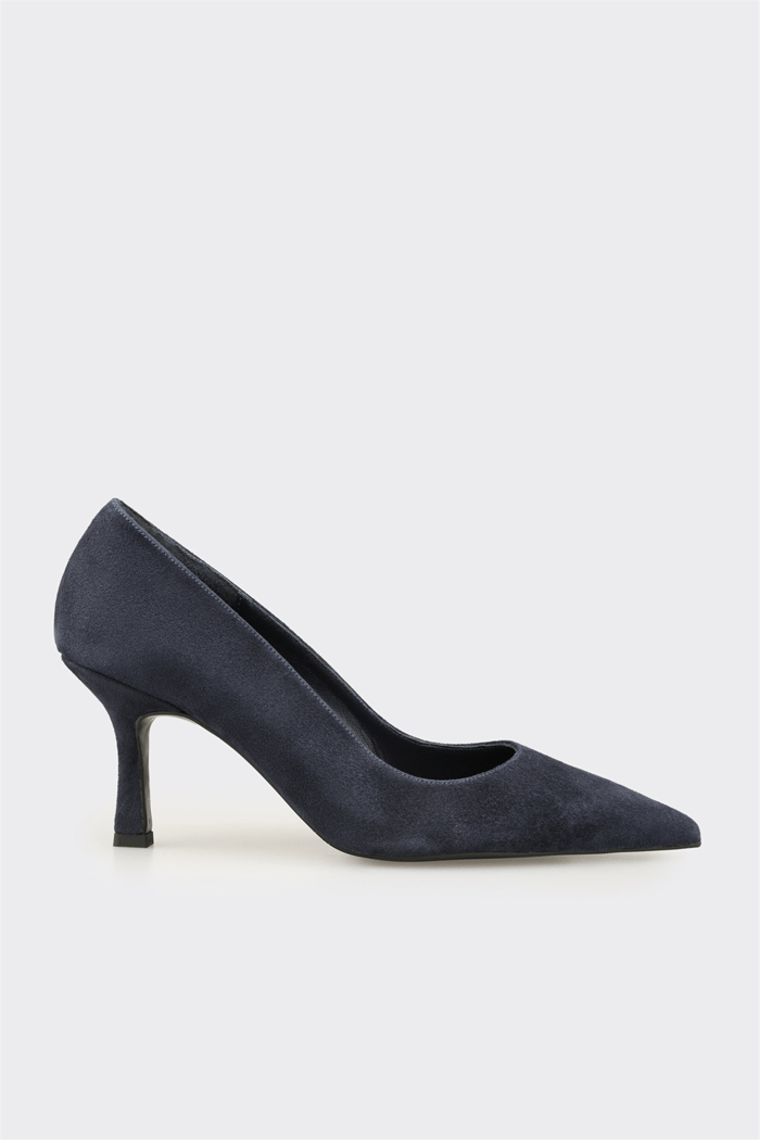 Lacivert Deri Kadın Stiletto