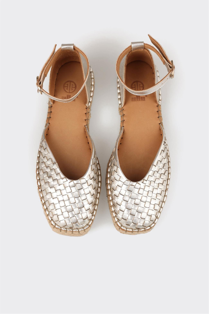 Lame Deri Kadın Espadril