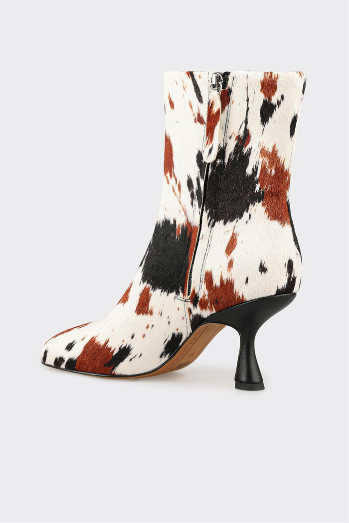 Multi Hayvan Desenli Deri Kadın Klasik Bot