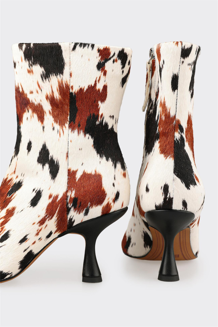 Multi Hayvan Desenli Deri Kadın Klasik Bot