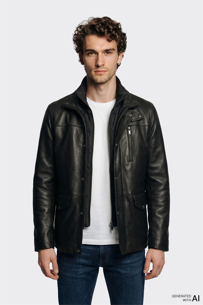 Siyah Deri Erkek Ceket