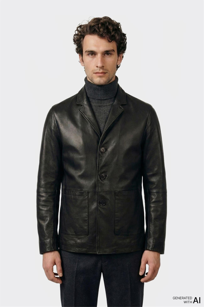 Siyah Deri Erkek Ceket