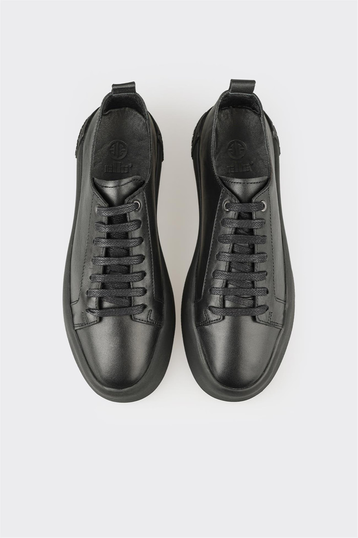 Siyah Deri Erkek Günlük Ayakkabı