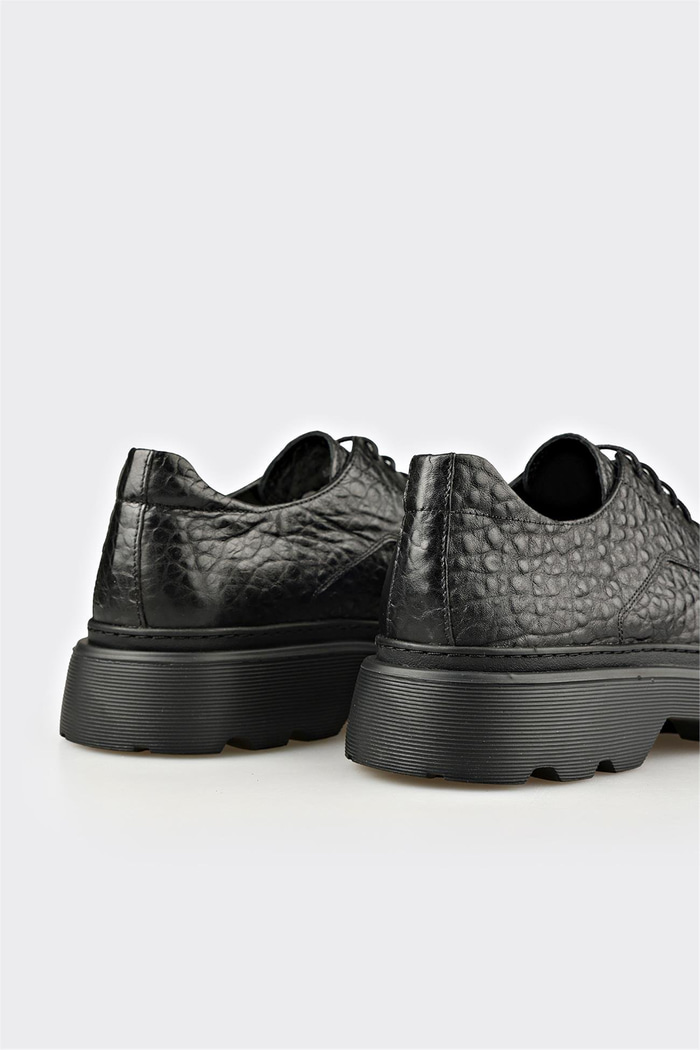 Siyah Deri Erkek Günlük Ayakkabı