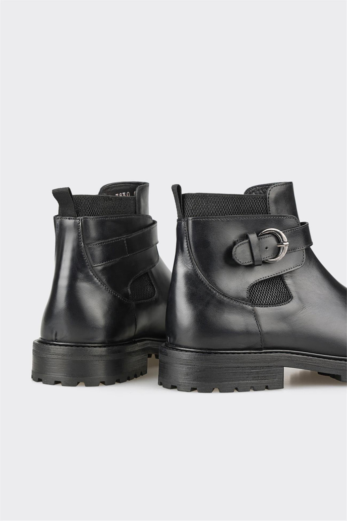 Siyah Deri Erkek Günlük Bot