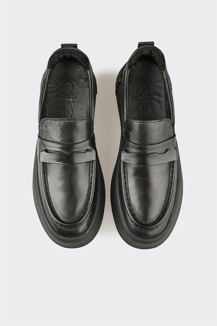 Siyah Deri Erkek Günlük Ayakkabı