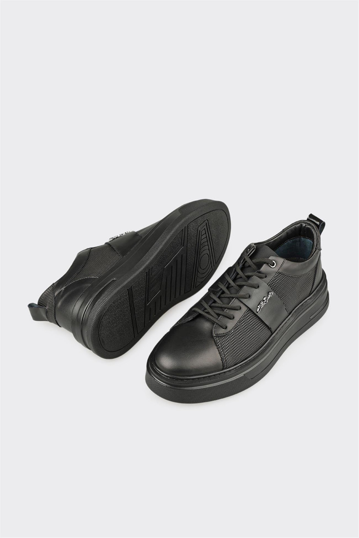 Siyah Deri Erkek Günlük Ayakkabı