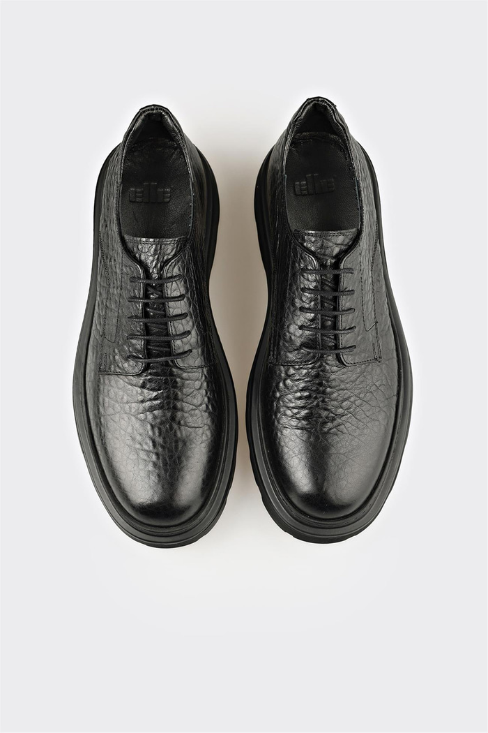 Siyah Deri Erkek Günlük Ayakkabı