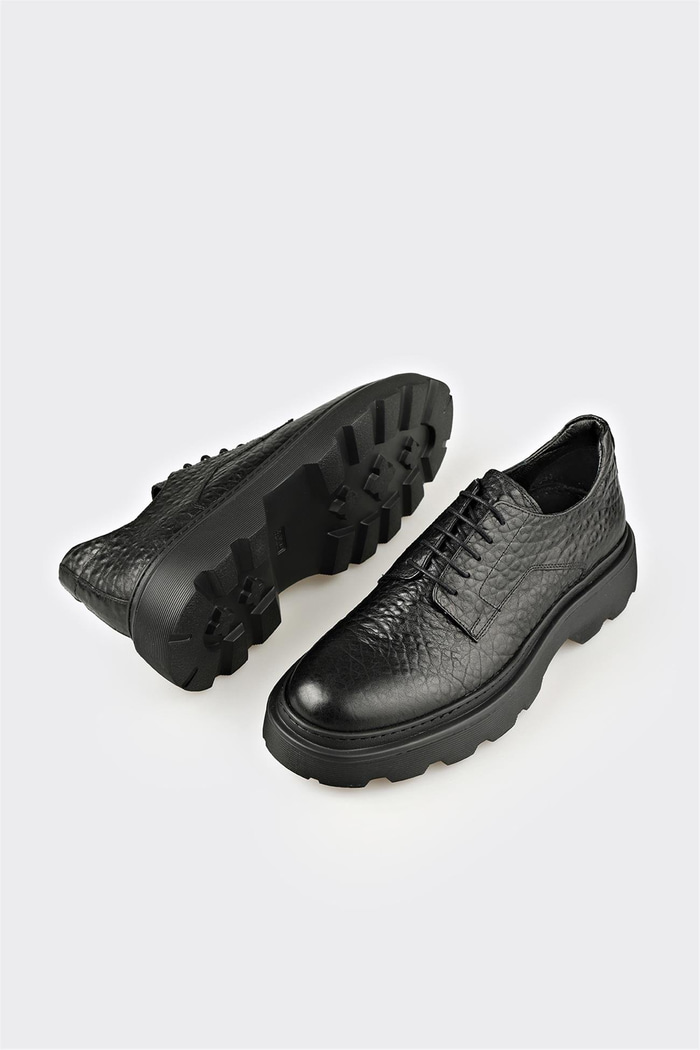 Siyah Deri Erkek Günlük Ayakkabı