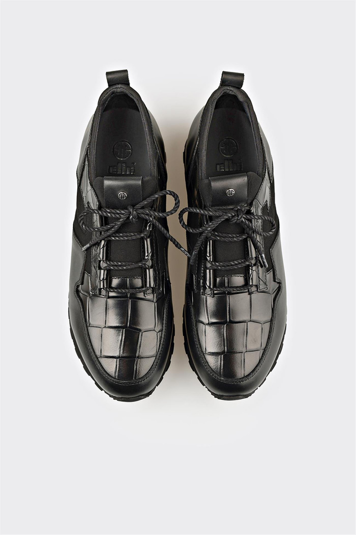 Siyah Deri Erkek Günlük Ayakkabı