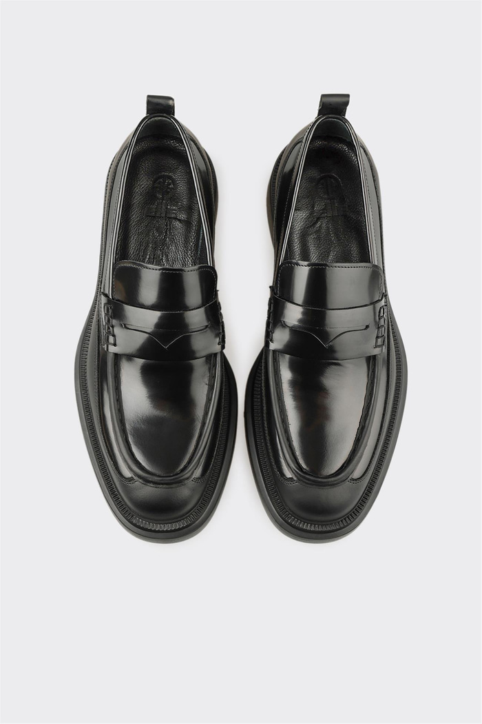 Siyah Deri Erkek Günlük Ayakkabı