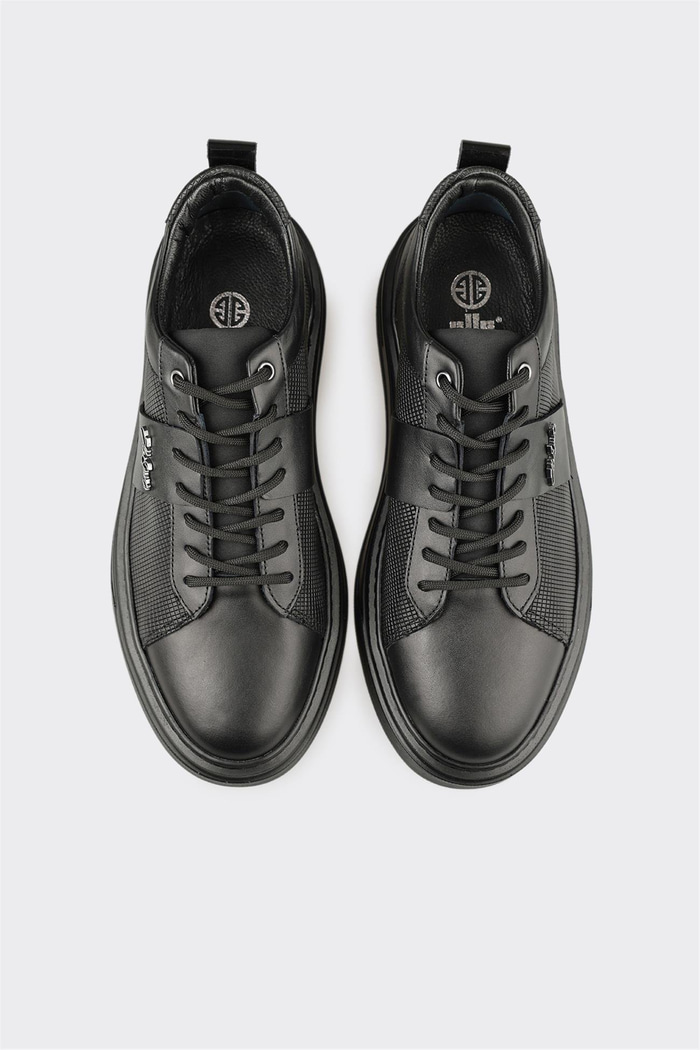 Siyah Deri Erkek Günlük Ayakkabı