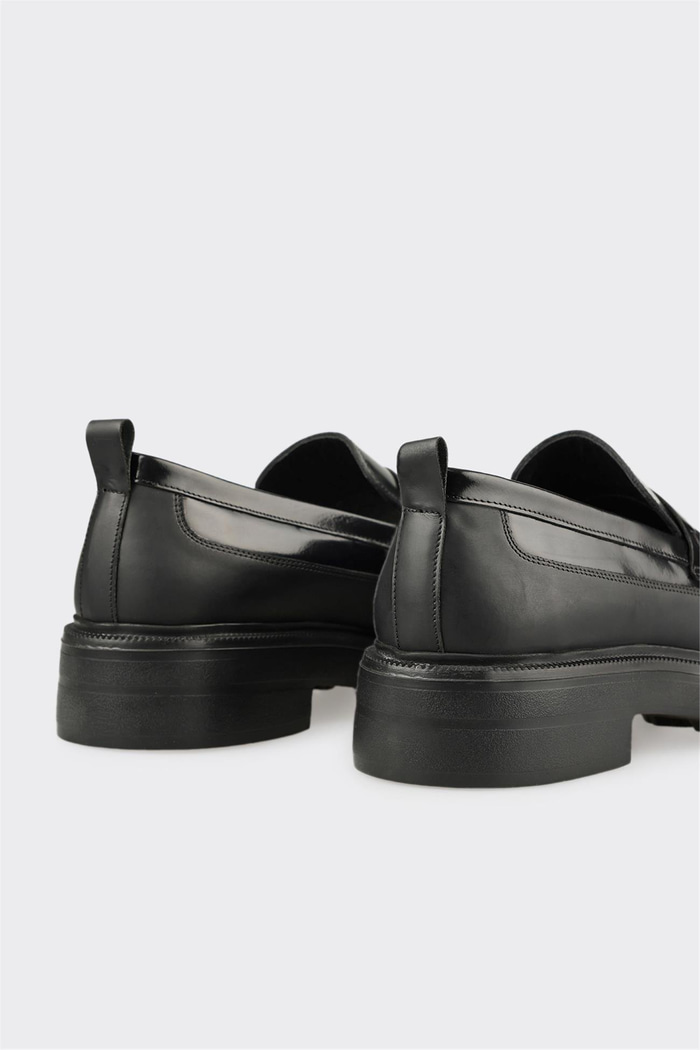 Siyah Deri Erkek Günlük Ayakkabı