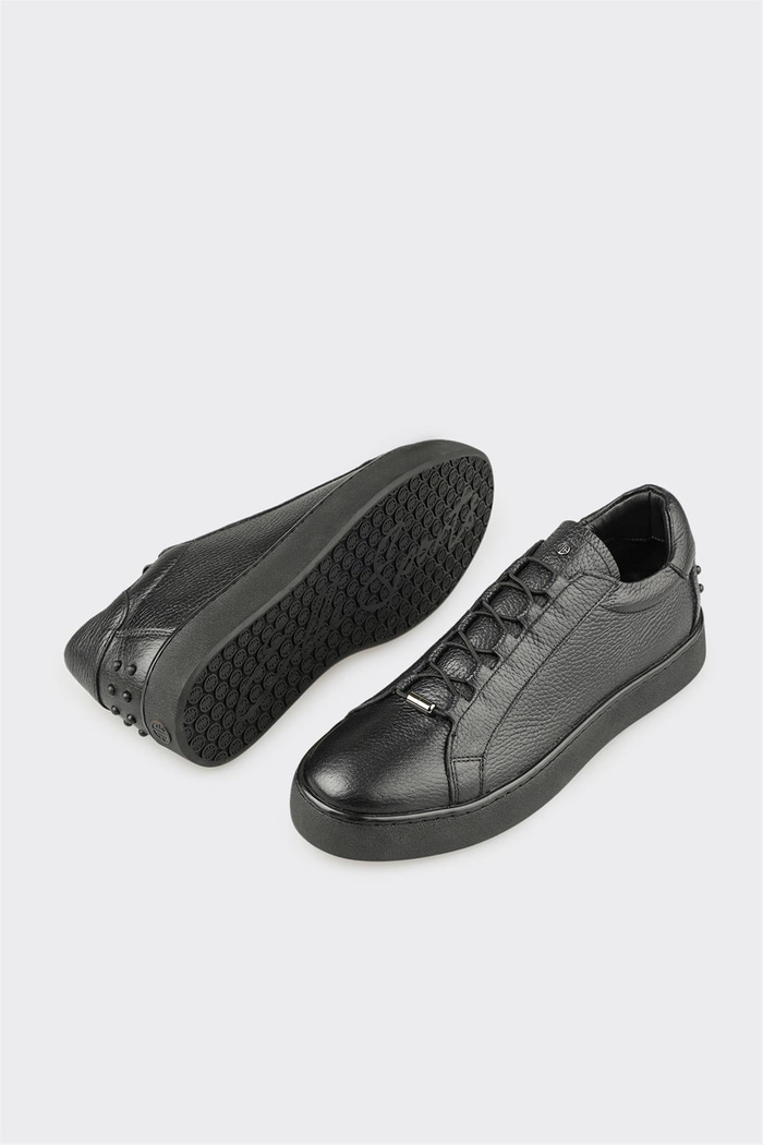 Siyah Deri Erkek Günlük Ayakkabı