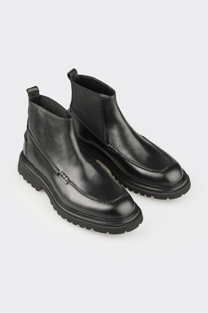 Siyah Deri Erkek Günlük Bot