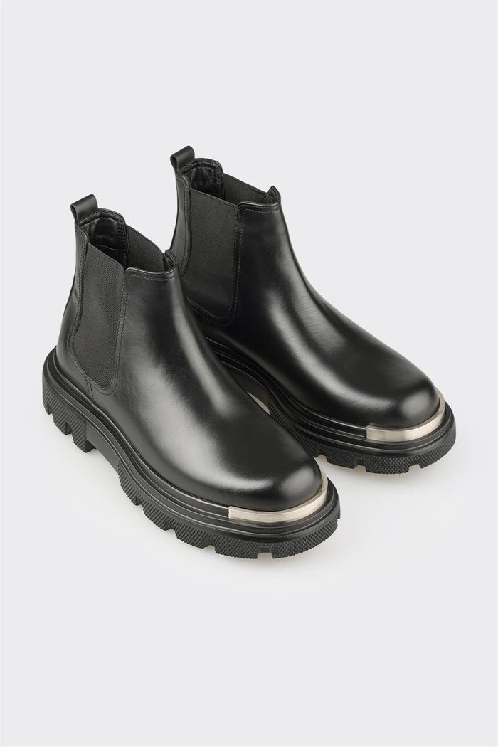 Siyah Deri Erkek Günlük Bot