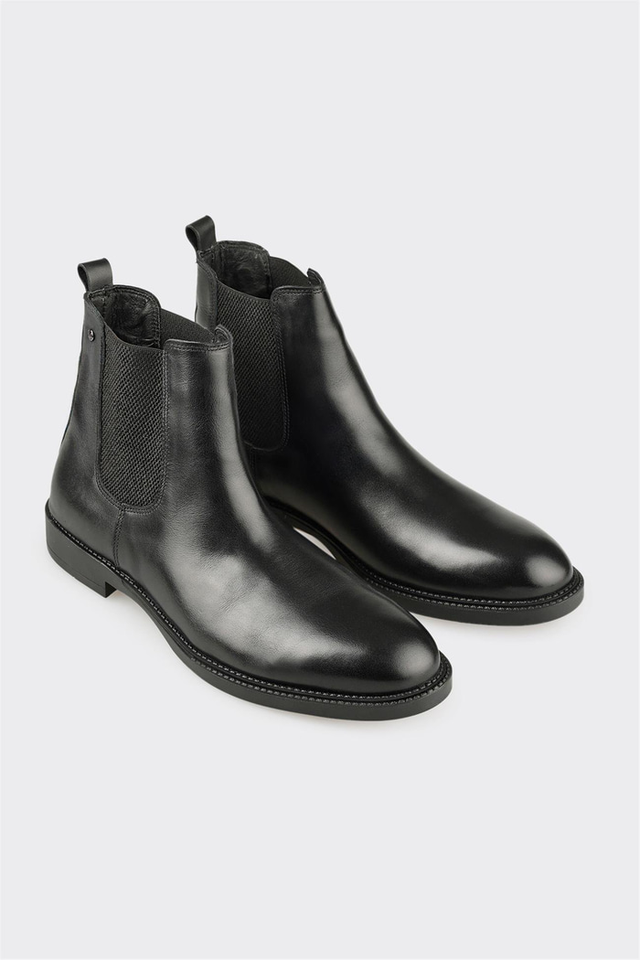 Siyah Deri Erkek Günlük Bot