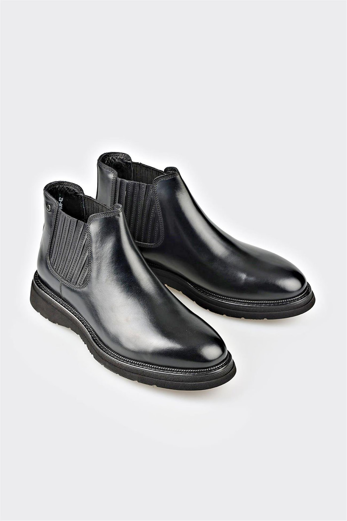 Siyah Deri Erkek Günlük Bot